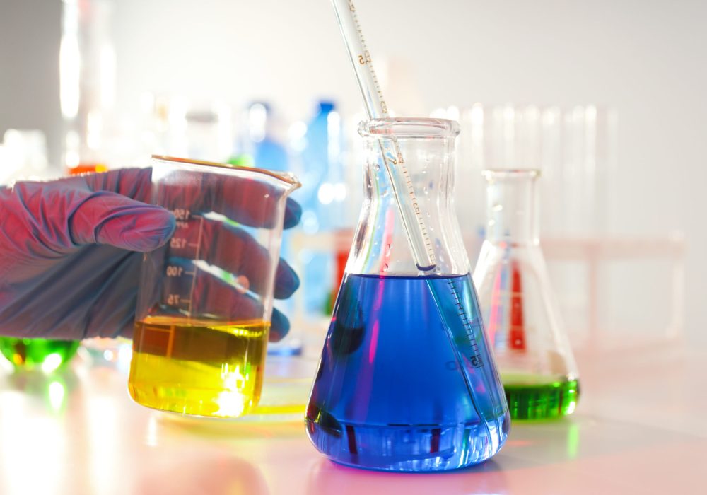 Concept of science with different test tubes